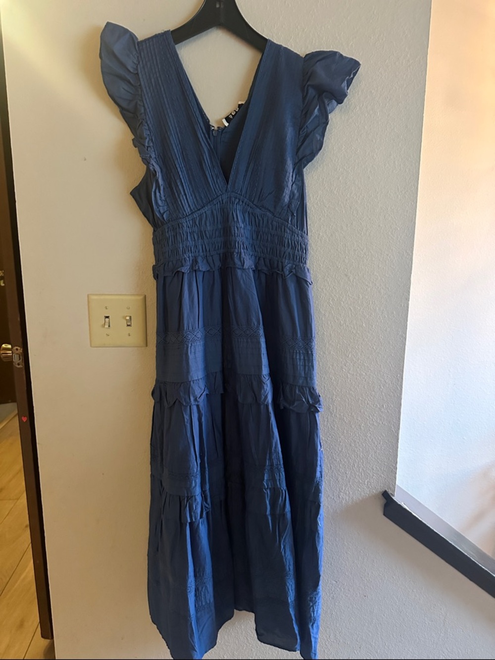 Sea New York Blue Tiered V-Neck Maxi Dress